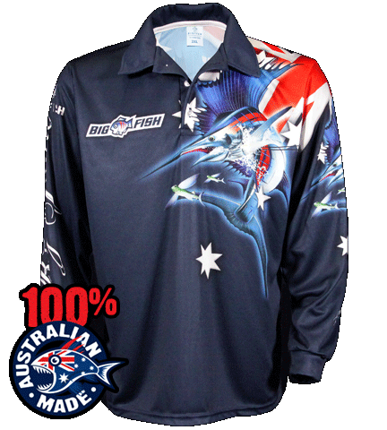 BigFish Aussie Pride - Navy Long Sleeve Fishing Shirt
