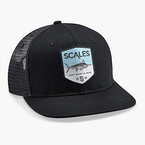 Scales Solid Marlin Mesh Trucker Hat - Black / Grey Mesh