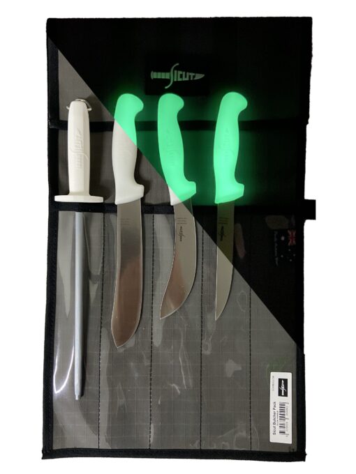 Sicut 5 Piece Butchers Knife Package - Glow In The Dark Handles