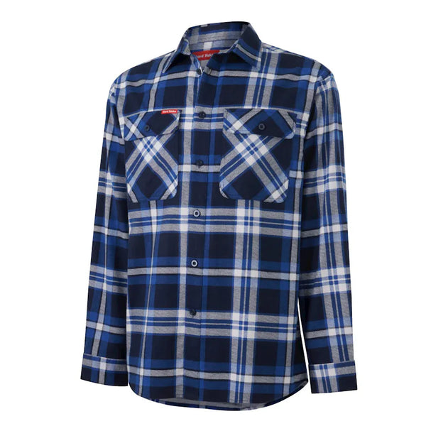 Hard Yakka Men's Long Sleeve Check Flannel Shirt - Blue