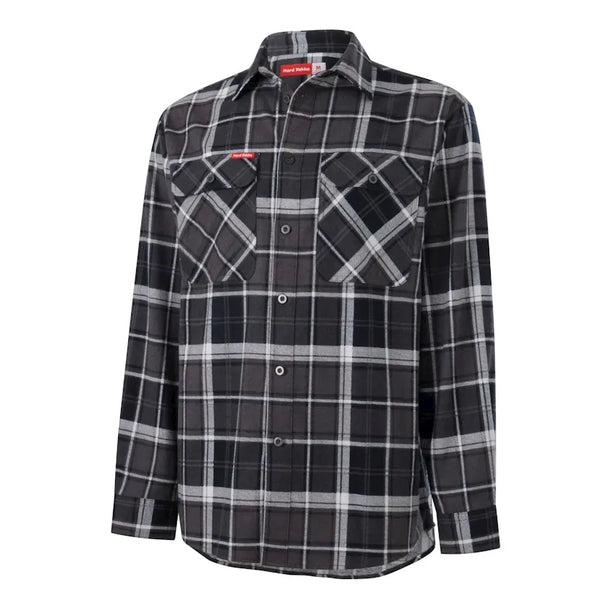 Hard Yakka Men's Long Sleeve Check Flannel Shirt - Charcoal