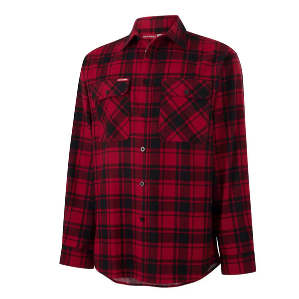 Hard Yakka Men's Long Sleeve Check Flannel Shirt - Red