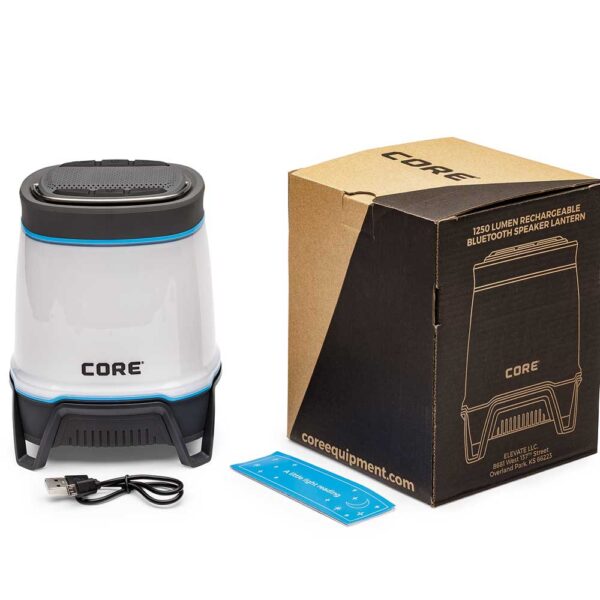 Quest Outdoors Core 1250 Lumen Rechargeable Lantern with Powerbank and Bluetooth Speaker
