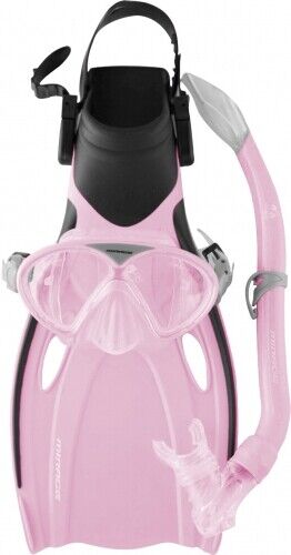 Mirage Squirt Junior Silicone Mask, Snorkel & Fin Set - Pearl Pink - Large
