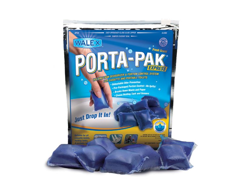 Walex Porta-Pak Express Deodorizer & Waste Digester Toilet Chemicals (15 Sachets) - Blue