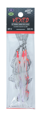 Vexed Bottom Meat Junior Triple Assist Hooks Albino Squid Glow (Assorted Hook Sizes)