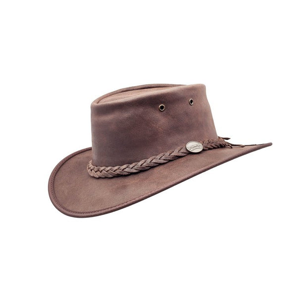Barmah Hats Squashy Saddler Leather - Weathered Brown/Chocolate (Large)