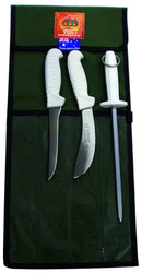 Dexter Russell SofGrip Sani-Safe Standard 3 Knife Package with Aussie Outback Supplies (AOS) Canvas 4 Sleeve Knife Wrap