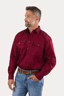 Ringers Western Mens King River Half Button Work Shirt - Burgundy