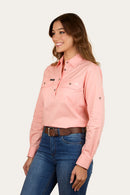 Ringers Western Womens Pentecost River Half Button Work Shirt - Light Blush