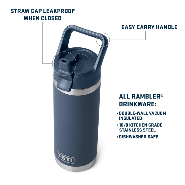 Yeti Rambler 18oz (532ml) Straw Bottle with Colour-Matched Straw Cap - Moon Dust