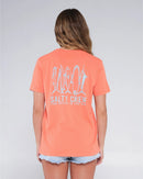 Salty Crew Ladies Line Up Boyfriend Short Sleeve Tee - Hot Coral