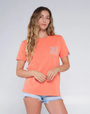 Salty Crew Ladies Line Up Boyfriend Short Sleeve Tee - Hot Coral