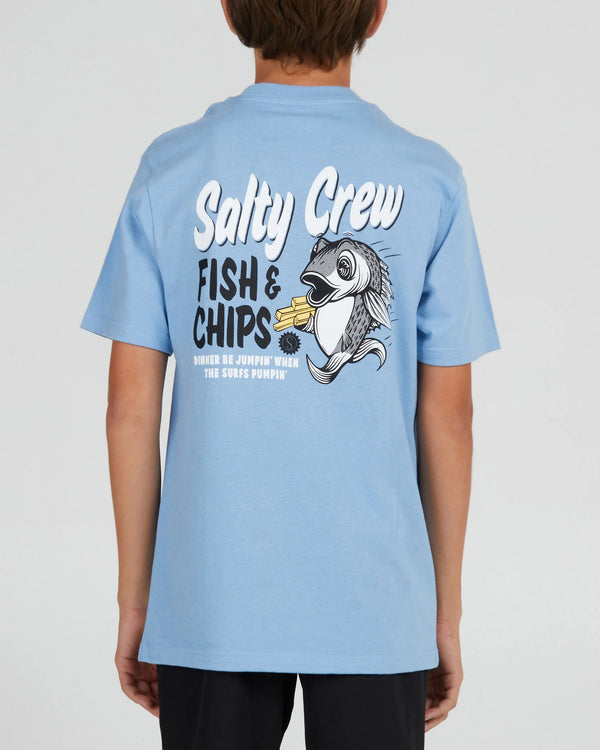Salty Crew Boys Fish and Chips Short Sleeve Tee - Marine Blue
