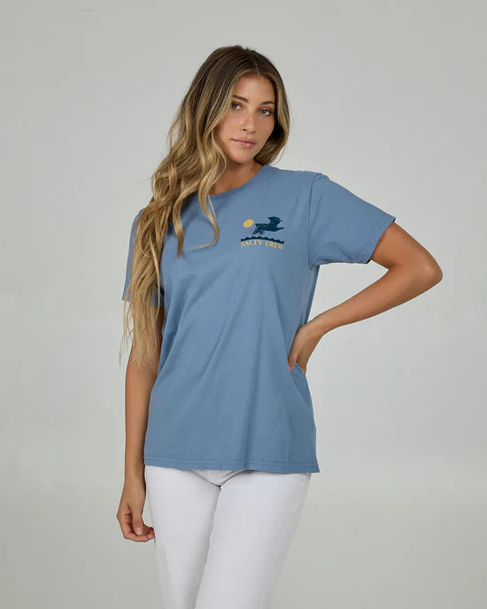 Salty Crew Womens Lunch Time Boyfriends Tee - Dusty Blue