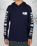 Salty Crew Boys Alpha Poly Tech Hoodie Long Sleeve Shirt - Navy