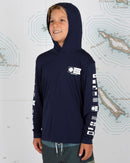 Salty Crew Boys Alpha Poly Tech Hoodie Long Sleeve Shirt - Navy