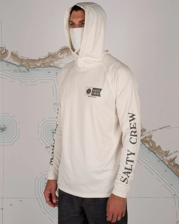 Salty Crew Alpha Flag Pinnacle Long Sleeve Shirt + Mask - Off White