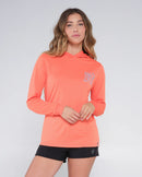 Salty Crew Women's Line Up Hoodie Sun Shirt - Hot Coral