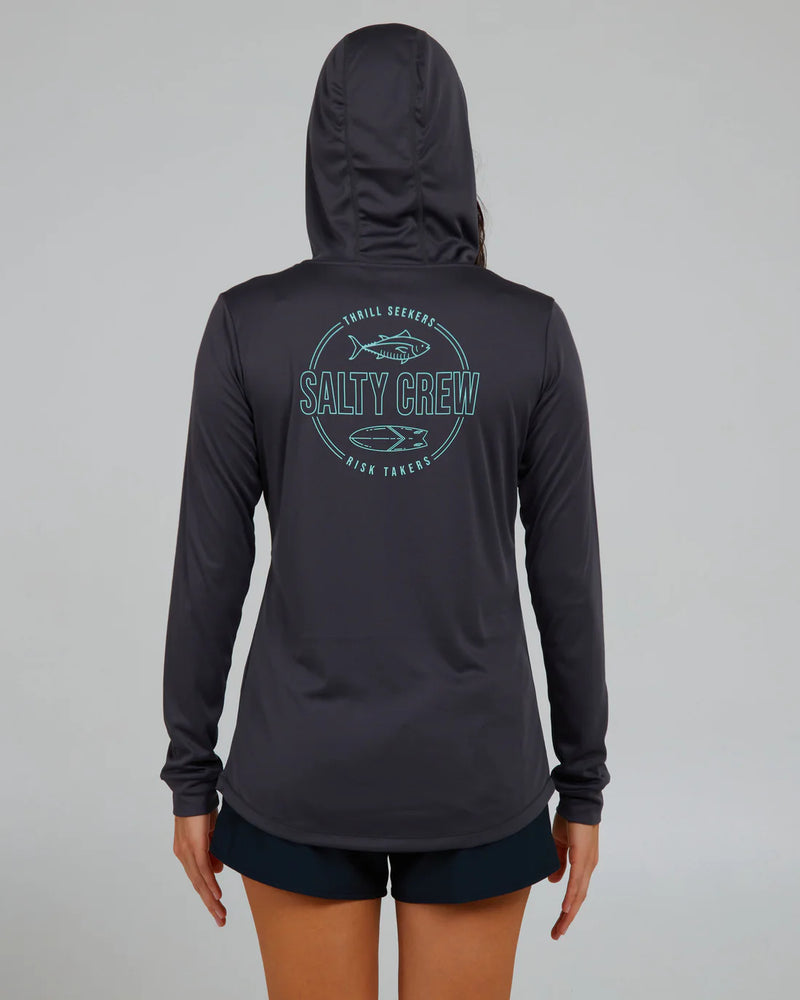 Salty Crew Outlined Hooded Sun Shirt - Charcoal