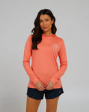 Salty Crew Outlined Hooded Sun Shirt - Sunrise Coral