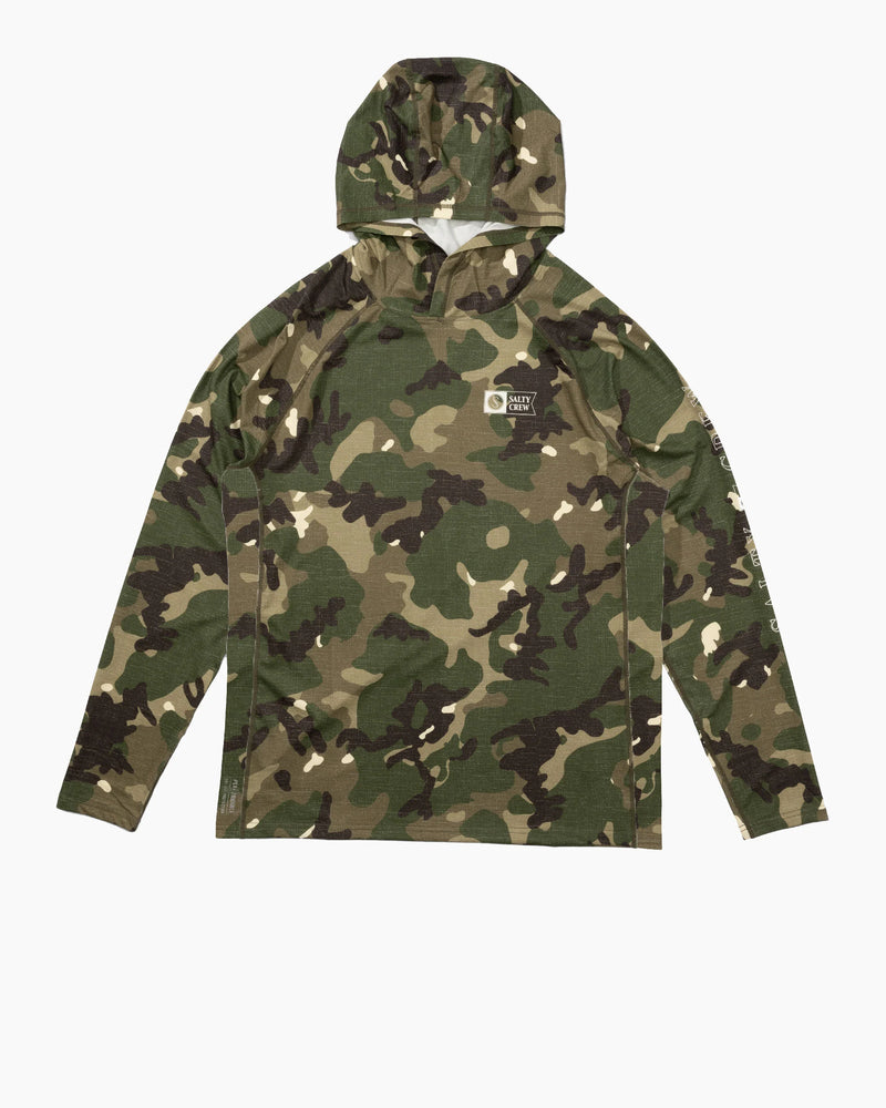 Salty Crew Mens Apex Perforated Hooded Sunshirt - Camo