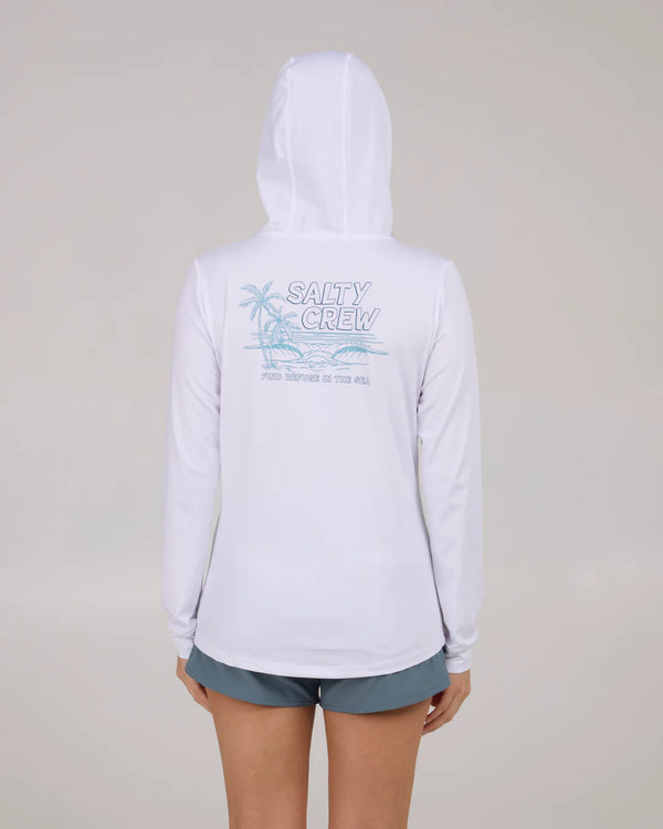 Salty Crew A Frame Hooded Sun Shirt - White
