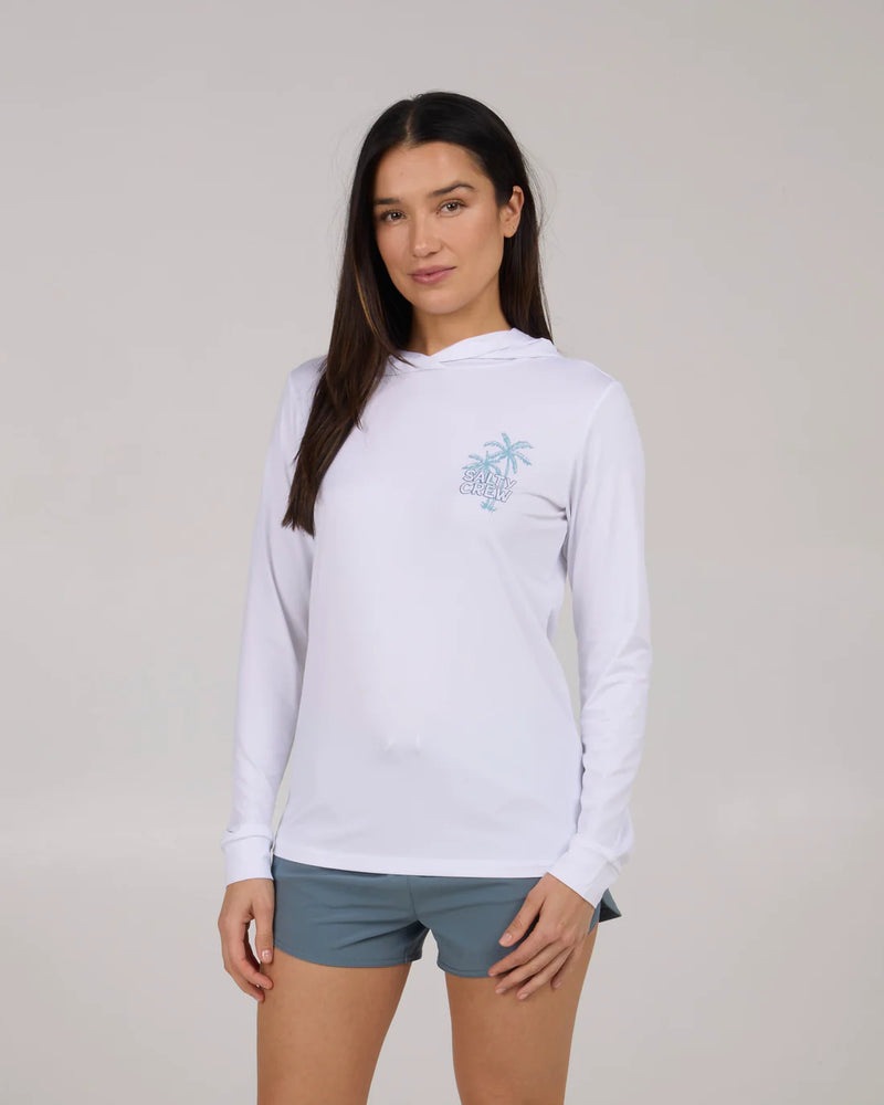 Salty Crew A Frame Hooded Sun Shirt - White