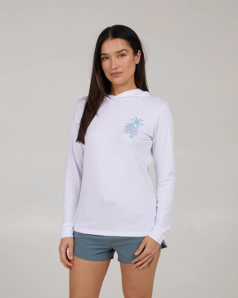 Salty Crew A Frame Hooded Sun Shirt - White