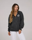 Salty Crew Fishin Yang Zip Through Fleece Hoody - Faded Black