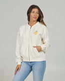 Salty Crew Simplicity Zip Through Fleece Hoodie - Off White