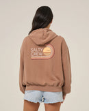 Salty Crew Ombre Wave Zip Through Fleece Hoody - Mocha