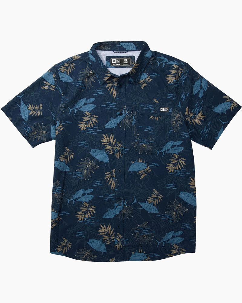 Salty Crew Feeding Frenzy UV Woven Short Sleeve Shirt - Navy