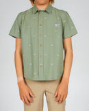 Salty Crew Boys Bruce Woven Short Sleeve Shirt - Vintage Military