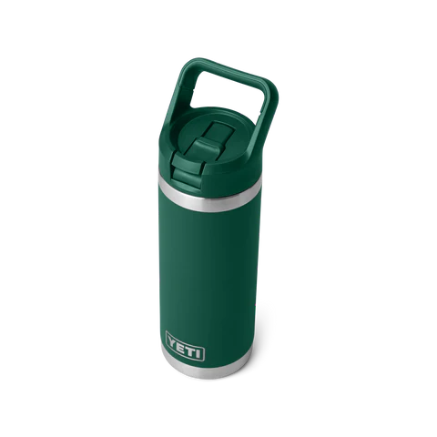 Yeti Rambler 18oz (532ml) Straw Bottle with Colour-Matched Straw Cap - Black Forest Green