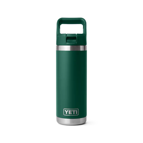 Yeti Rambler 18oz (532ml) Straw Bottle with Colour-Matched Straw Cap - Black Forest Green