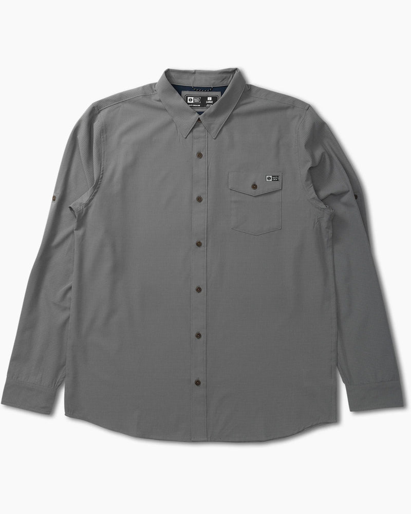 Salty Crew Skipper Perf Tech Woven Long Sleeve Shirt - Dark Grey