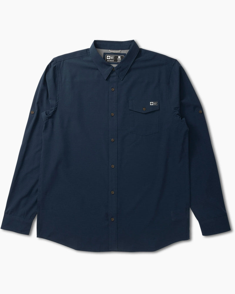 Salty Crew Skipper Perf Tech Woven Long Sleeve Shirt - Navy