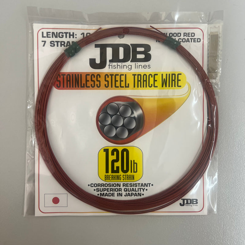 JDB Nylon Coated Stainless Steel Wire (120lb) - Red