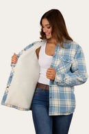 Ringers Western Women's Sadie Sherpa Flannelette Jacket - Faded Denim/Off White