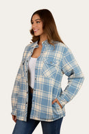 Ringers Western Women's Sadie Sherpa Flannelette Jacket - Faded Denim/Off White