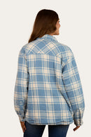Ringers Western Women's Sadie Sherpa Flannelette Jacket - Faded Denim/Off White