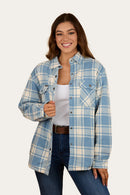 Ringers Western Women's Sadie Sherpa Flannelette Jacket - Faded Denim/Off White