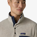 Patagonia Men's Lightweight Synchilla Snap T Fleece Pullover - Oatmeal Heather/Smolder Blue