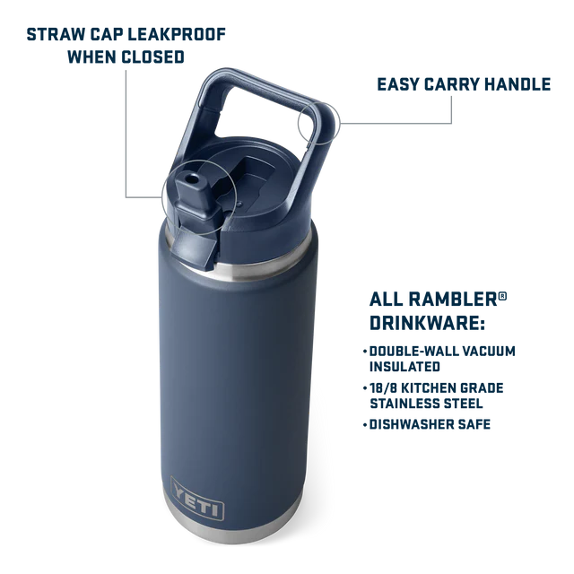 Yeti Rambler 26oz (769ml) Straw Bottle with Colour-Matched Straw Lid - Moon Dust