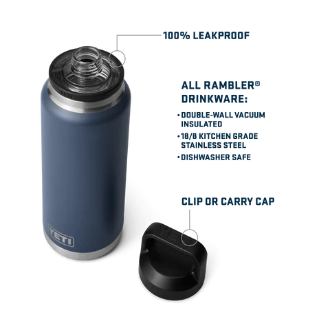 Yeti Rambler 36oz (1065ml) Bottle with Chug Cap - Black Forest Green