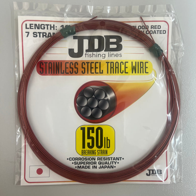 JDB Nylon Coated Stainless Steel Wire (150lb) - Red