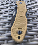 Kabar Dozier 3" Hunter Folding Knife with Plain Black Blade - Coyote Brown Zytel Handle