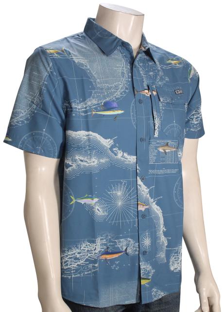 Salty Crew Flagship UV Short Sleeve Button Up Shirt - Channel Blue&nbsp;