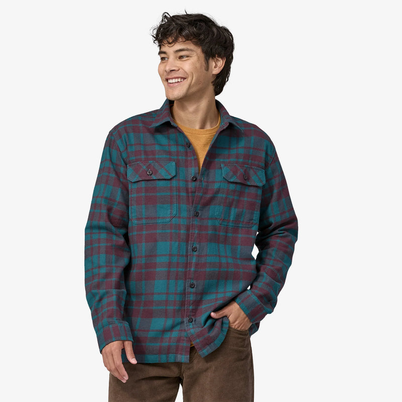 Patagonia Men's Long-Sleeved Organic Cotton Midweight Fjord Flannel Shirt - Belay Blue